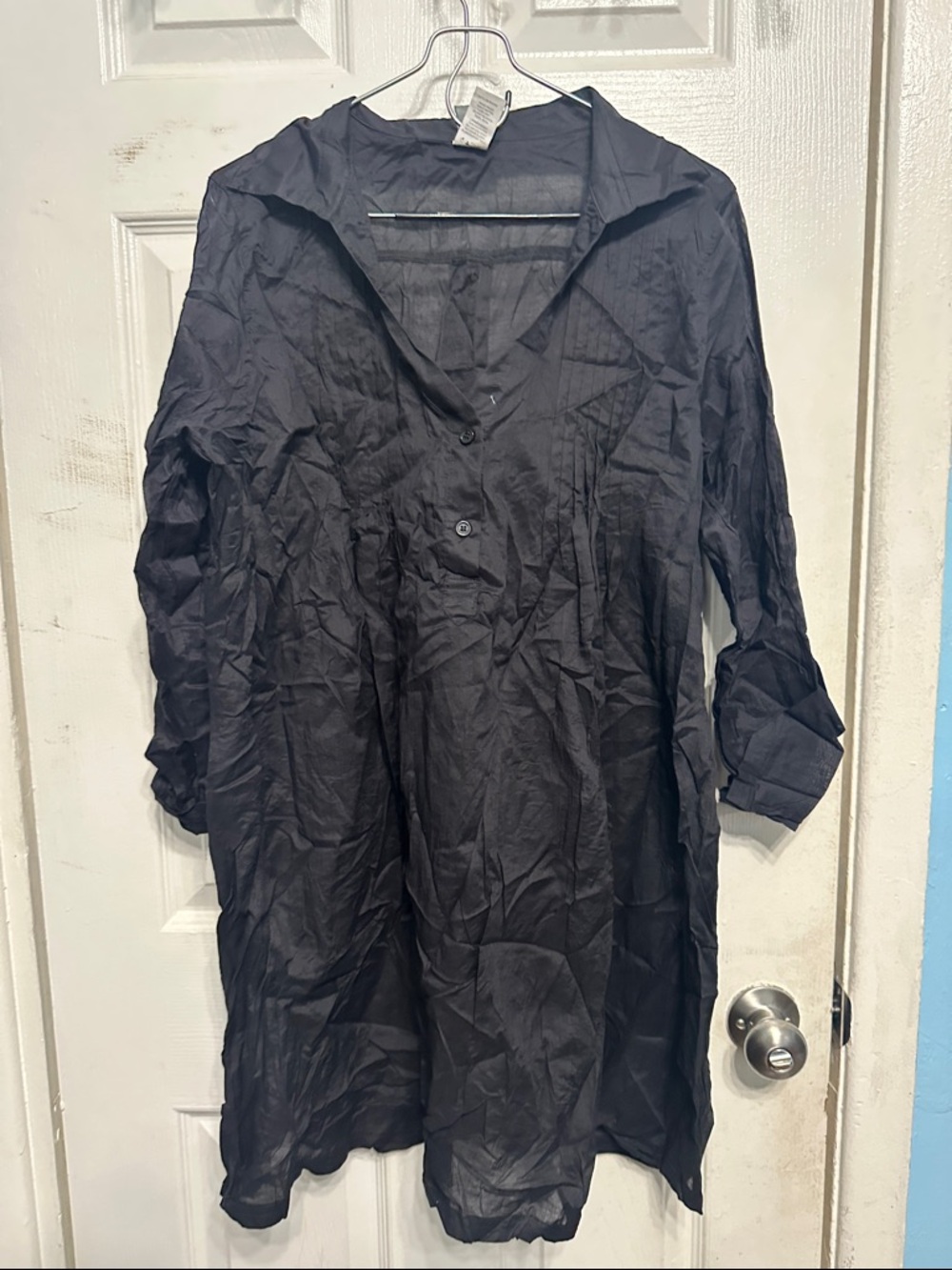 Kenneth Cole Black Lightweight Button-Front Trench Tunic